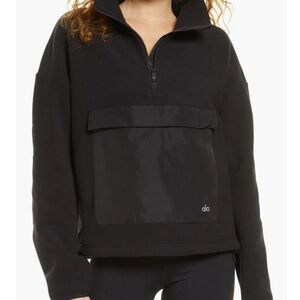 Alo Black Half-Zip Pocket Pullover
